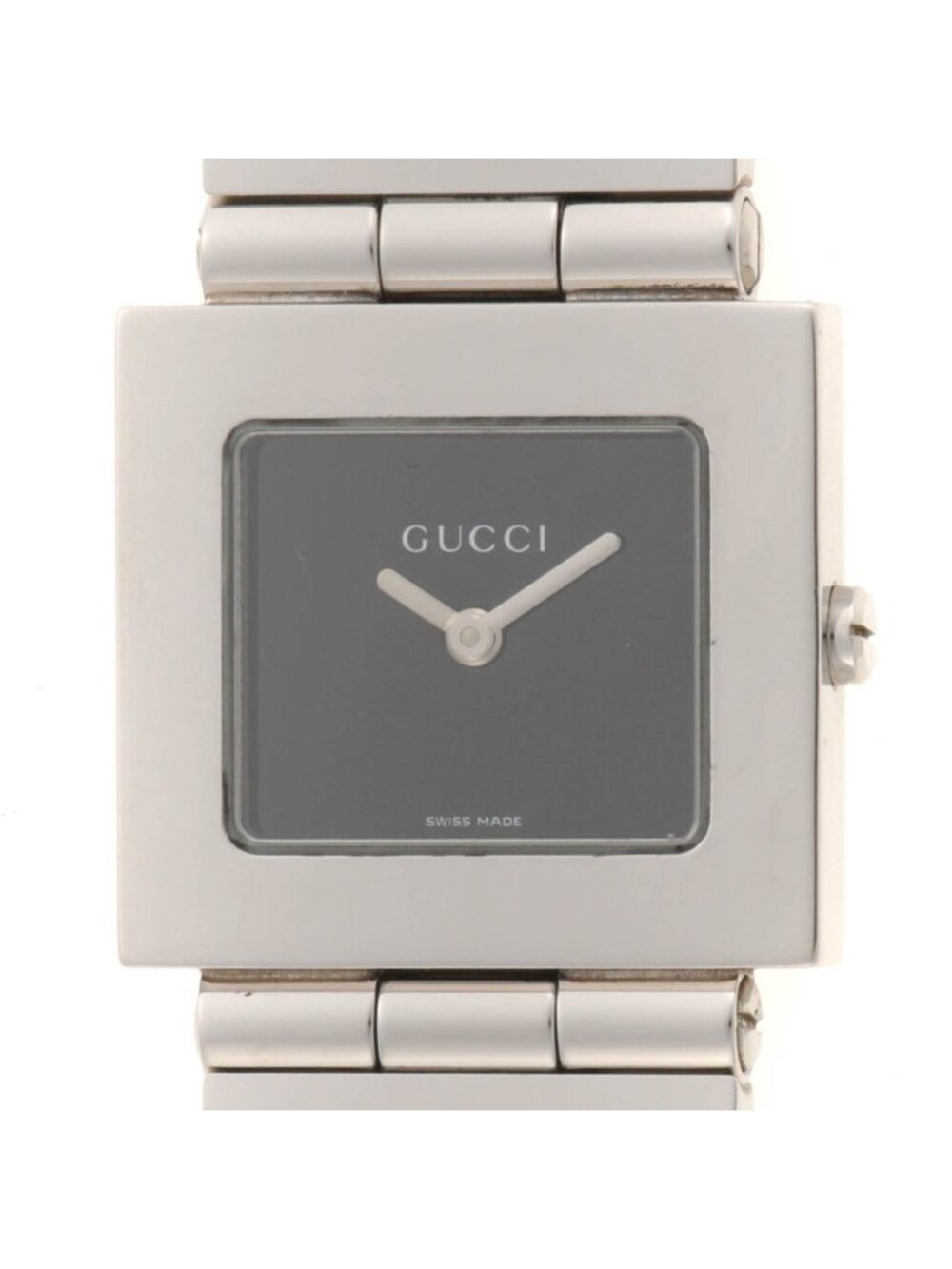 Gucci Square Watch SS Stainless Steel Black Dial Quartz